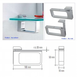 Support tablette verre ou bois 4 à 30 mm Alu Mat (la paire) MSA D 9982